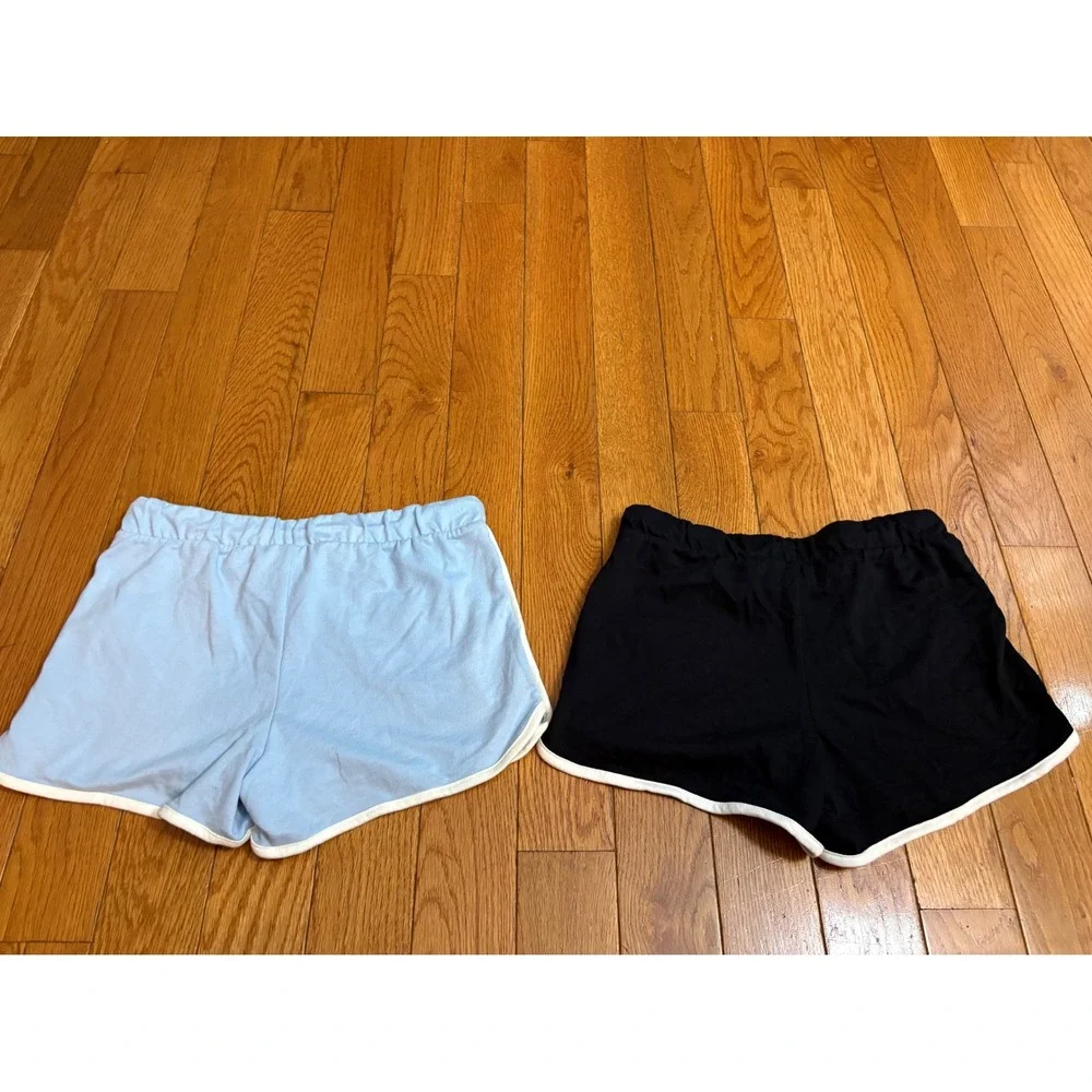 NWOT Old Navy Girls XL 14-16 Dolphin Shorts 2 Pack Blue Black Piping Drawstring